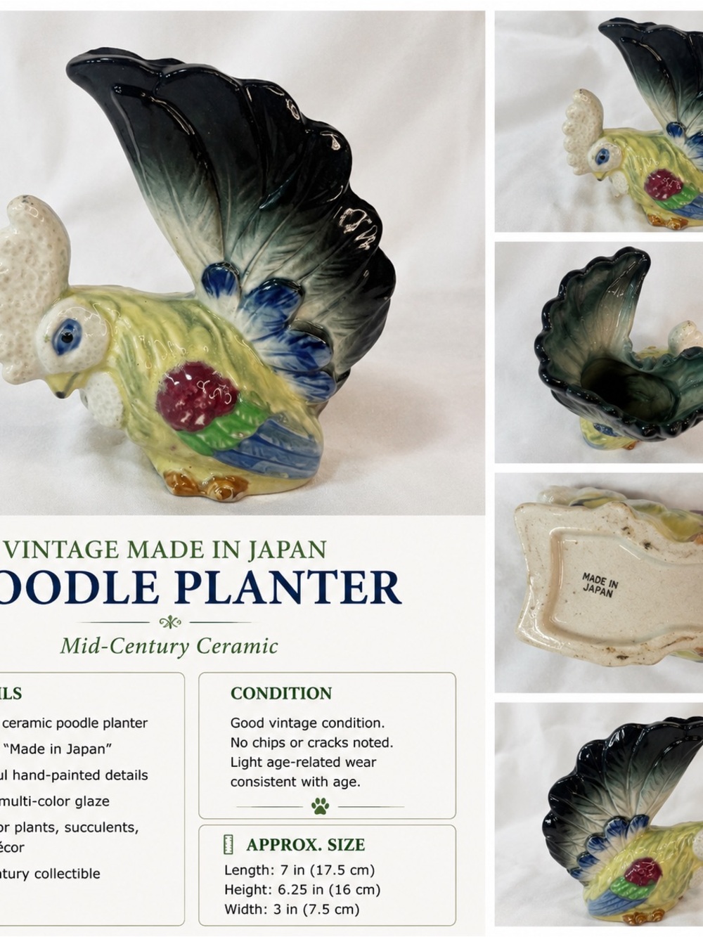 Multicolor Ceramic Rooster Planter